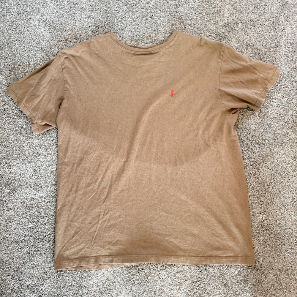 Polo Ralph Lauren Mens Medium Tan Brown Short Sleeve Pony Logo Cotton T-Shirt